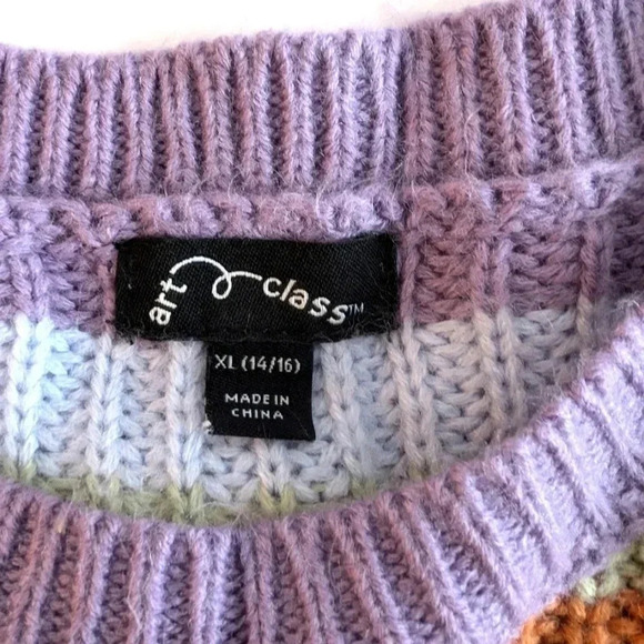 Art Class Girls Multicolor Long Sleeve Knit Crew neck Sweater SZ XL (14-16) - Picture 5 of 5